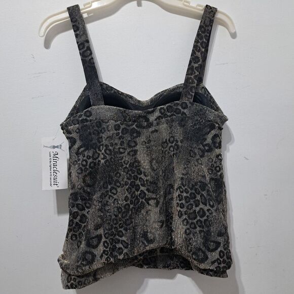 Miraclesuit Leopard Print With Metallic Detail Summer Top Size 10 Black/Gold NWT - Picture 14 of 14